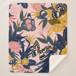 Beautiful seamless artistic sweet tropical pattern sherpa blanket