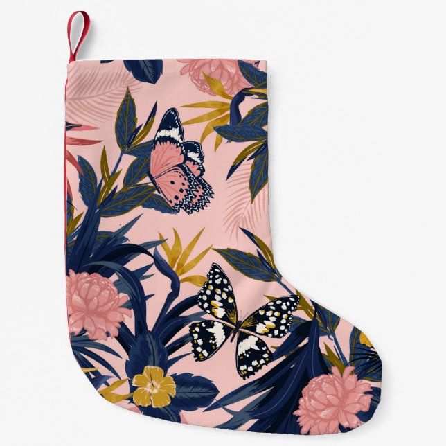 Beautiful seamless artistic sweet tropical pattern small christmas stocking (Front)