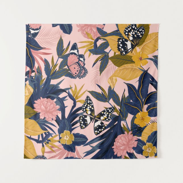 Beautiful seamless artistic sweet tropical pattern tapestry (Front)