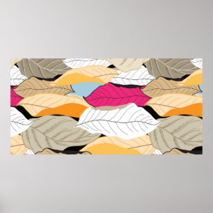 beautiful seamless autumn pattern of colored leave poster