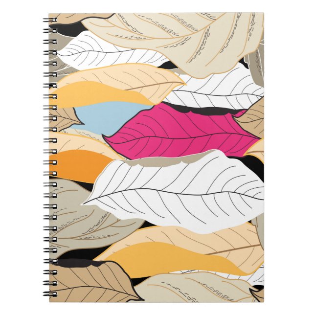 beautiful seamless autumn pattern of coloured leav notebook (Front)