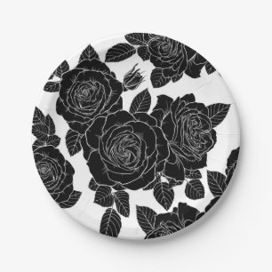 Beautiful seamless black and white monochrome patt paper plate