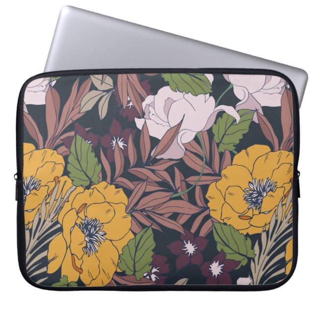 Beautiful seamless floral pattern background. laptop sleeve (Front)