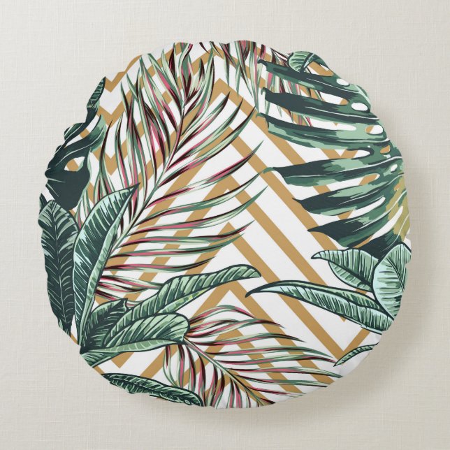 Beautiful seamless floral pattern background with  round pillow (Front)