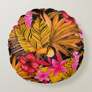 Beautiful seamless floral summer pattern backgroun round pillow