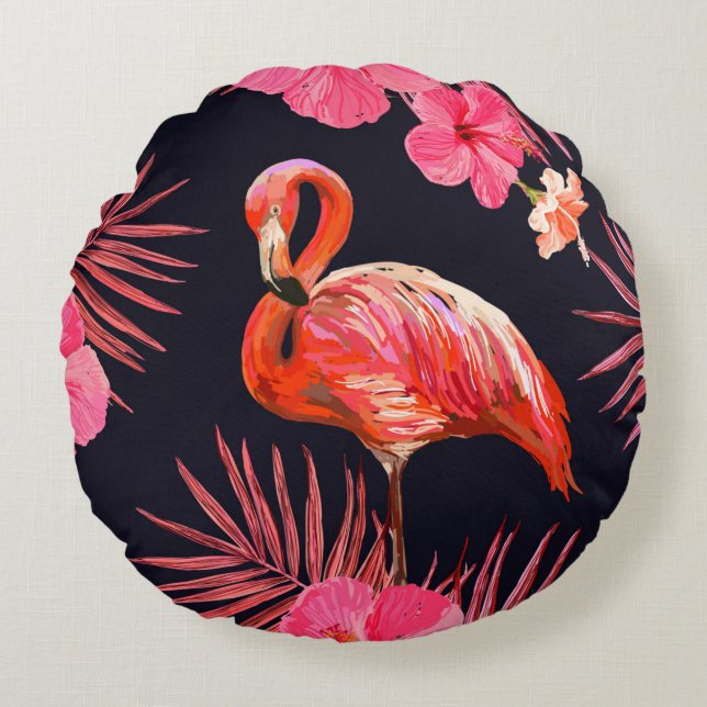 Beautiful seamless floral summer pattern backgroun round pillow (Front)