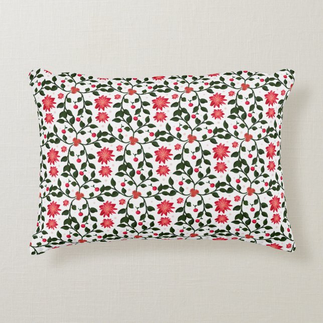 Beautiful seamless floral vine cherry pattern accent pillow (Front)