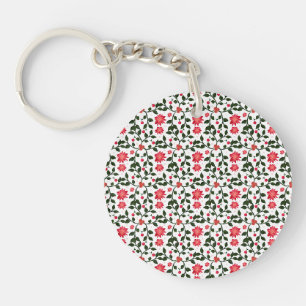 Beautiful seamless floral vine cherry pattern keychain