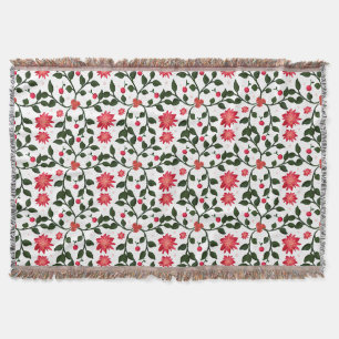 Beautiful seamless floral vine cherry pattern throw blanket