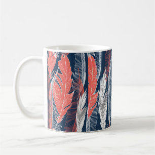 Beautiful seamless graphic pattern of feathers coffee mug