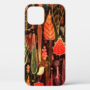 beautiful seamless pattern of autumn leaves and tr iPhone 12 case