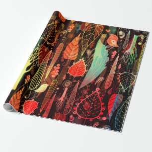 beautiful seamless pattern of autumn leaves and tr wrapping paper