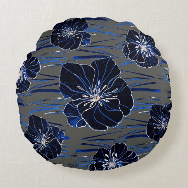 Beautiful seamless pattern with watercolor stylize round pillow (Front)