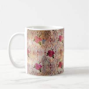 Beautiful seamless pink rose pattern grunge old st coffee mug