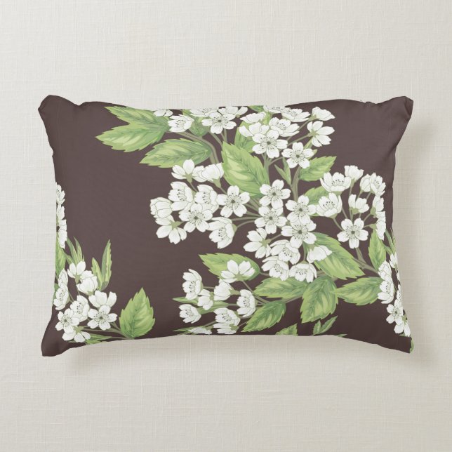 Beautiful seamless spring pattern with green branc accent pillow (Front)