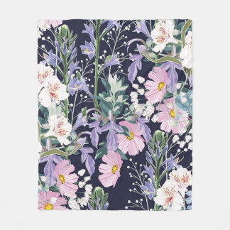 Beautiful seamless spring pattern with wild flower fleece blanket