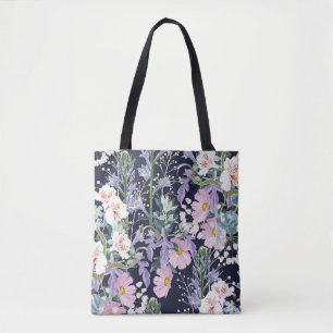 Beautiful seamless spring pattern with wild flower tote bag