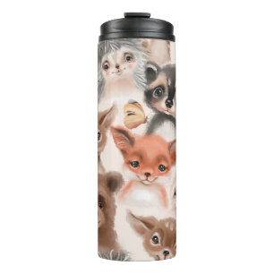 Beautiful seamless, tileable, watercolor pattern w thermal tumbler