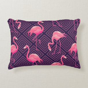 Beautiful seamless tropical pattern with pink flam accent pillow