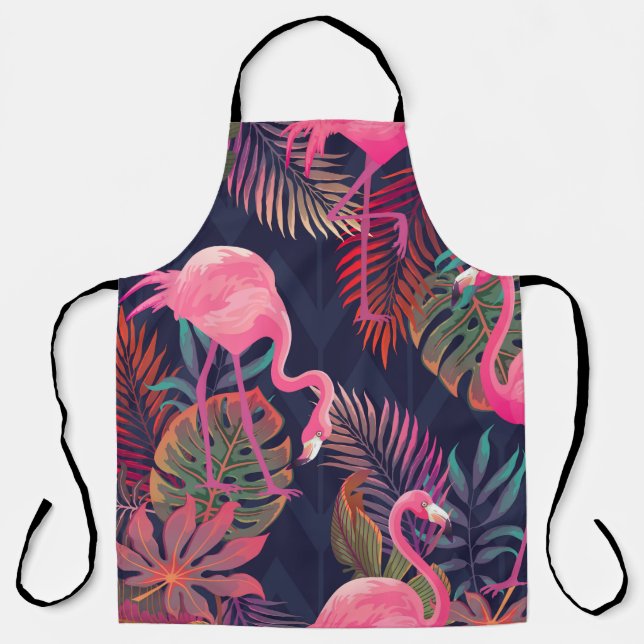Beautiful seamless tropical pattern with pink flam apron (Front)