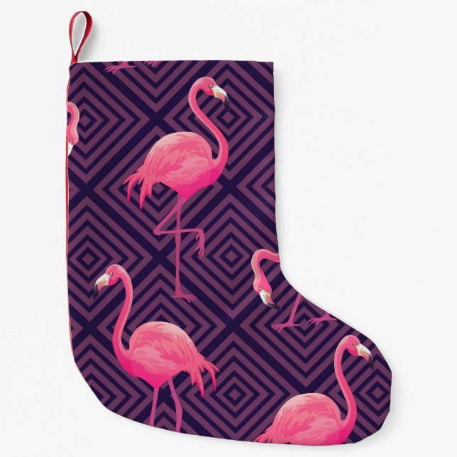Beautiful seamless tropical pattern with pink flam small christmas stocking (Front)