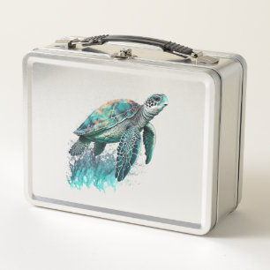 Beautiful Seascape With Majestic Sea Turtle Metal Lunch Box