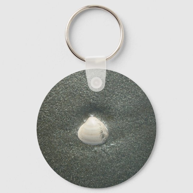 Beautiful Seashell in the Sand: A Salty Souvenir Keychain (Front)