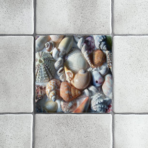 Beautiful Seashells Sea Life Square Tile