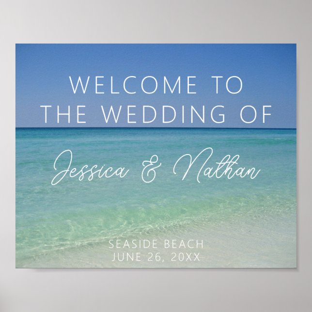 Beautiful Seaside Wedding Beach Horizon Welcome Poster (Front)
