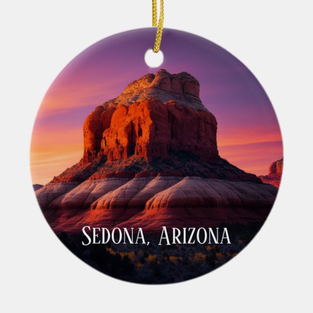 Beautiful Sedona Arizona Red Rocks Landscape Art Ceramic Ornament (Front)