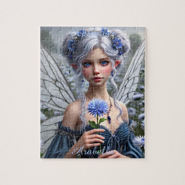 Beautiful September Fairy in Asters Jigsaw Puzzle (Vertical)