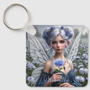 Beautiful September Fairy in Asters Keychain