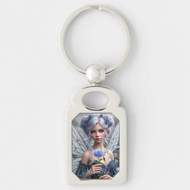 Beautiful September Fairy in Asters Keychain (Front)