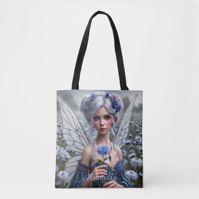 Beautiful September Fairy in Asters Tote Bag (Front)