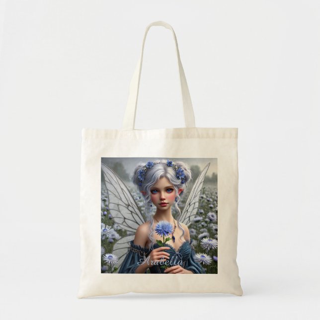 Beautiful September Fairy in Asters Tote Bag (Front)