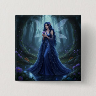 Beautiful September Sapphire Fairy 2 Inch Square Button