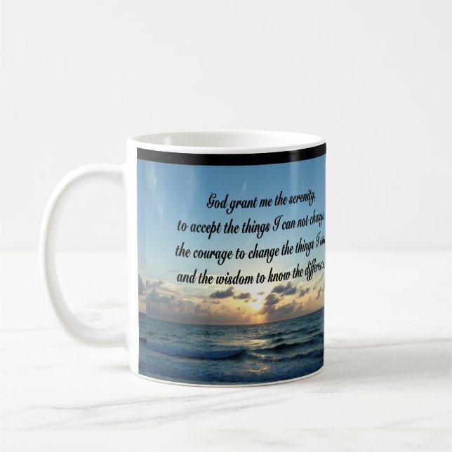 BEAUTIFUL SERENITY PRAYER OCEAN PHOTO COFFEE MUG (Left)