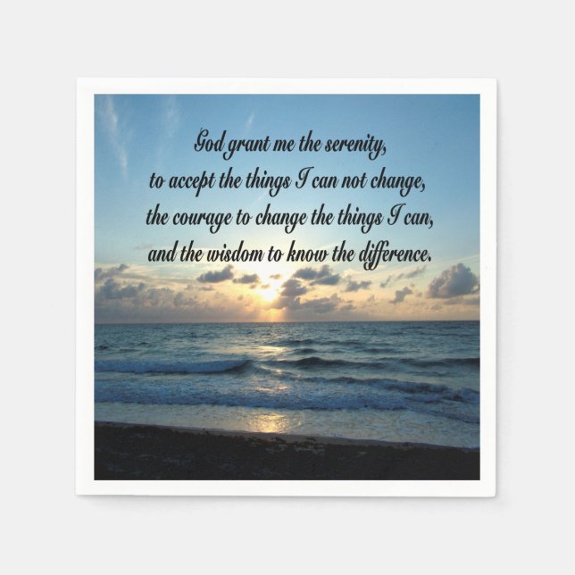 BEAUTIFUL SERENITY PRAYER OCEAN PHOTO NAPKIN (Front)