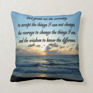 BEAUTIFUL SERENITY PRAYER OCEAN PHOTO THROW PILLOW