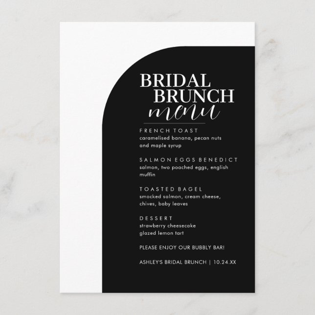 Beautiful Serif Minimal Text Bridal Brunch Menu (Front)