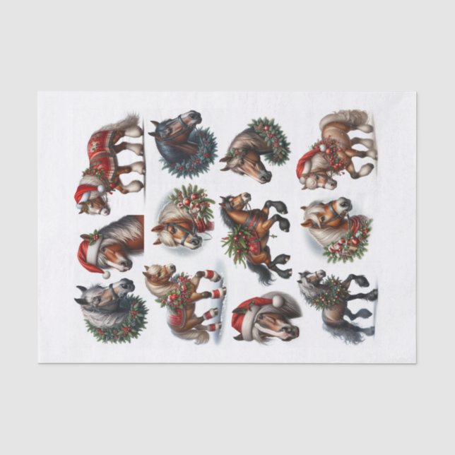 Beautiful Set of Christmas Horse Fussy Cuts Set 2 Tissue Paper (Front)