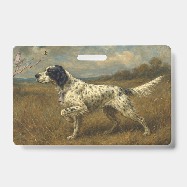 Beautiful Setter with Pheasants , Art Badge (Front)