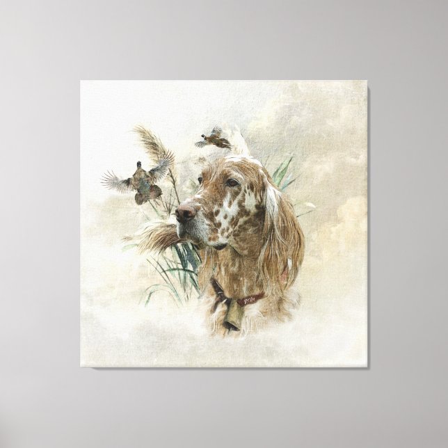Beautiful Setter with Pheasants , Art Canvas Print (Front)