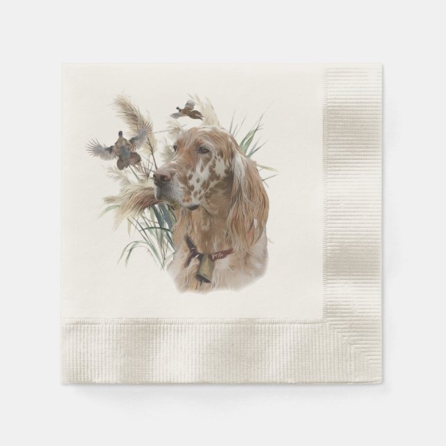Beautiful Setter with Pheasants , Art Napkin (Front)