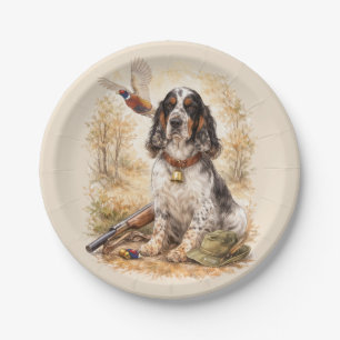 Beautiful Setter with Pheasants , Art Paper Plate