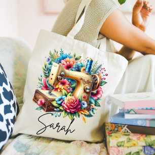 Beautiful Sewing Machine Tote Bag