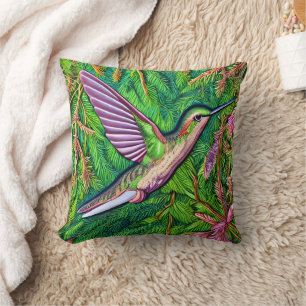 Beautiful Shabby Chic Little Hummingbird. Throw Pillow