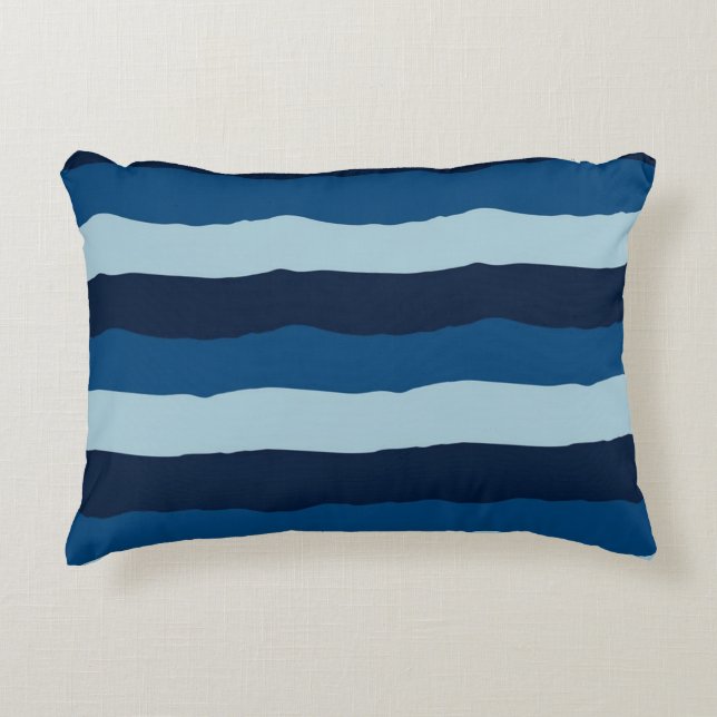 Beautiful Shades of Blue in Large Stripes   Accent Pillow (Front)