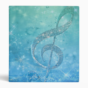 Beautiful shining effect blue treble clef binder