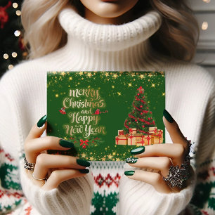 Beautiful shiny christmas tree Holiday Postcard